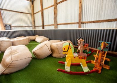 kids play area in hay barn